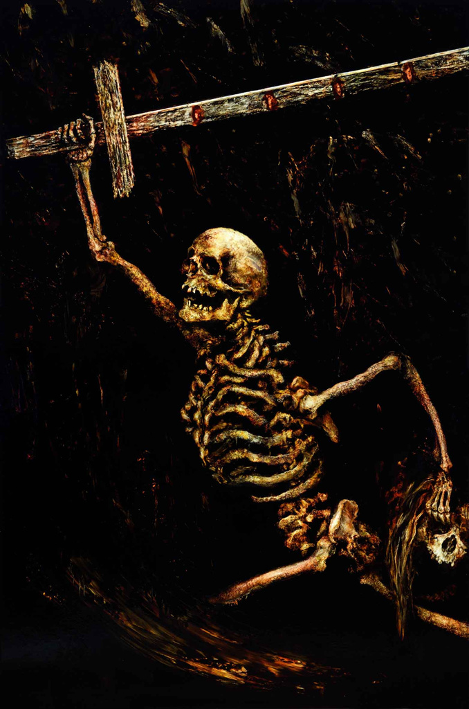 skeleton oil painting on linen from the collection 10 commandments