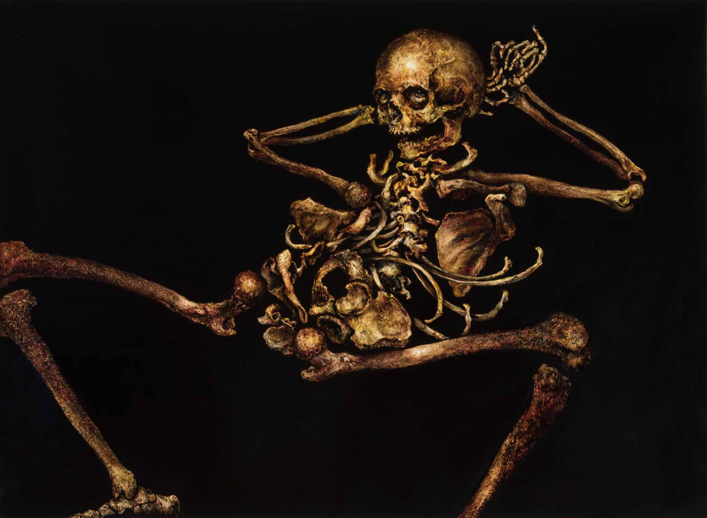 skeleton oil painting on linen