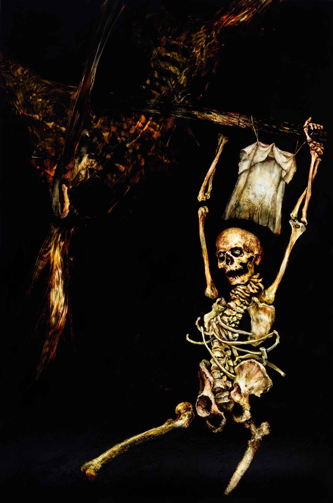 skeleton oil painting on linen from the collection 10 commandments