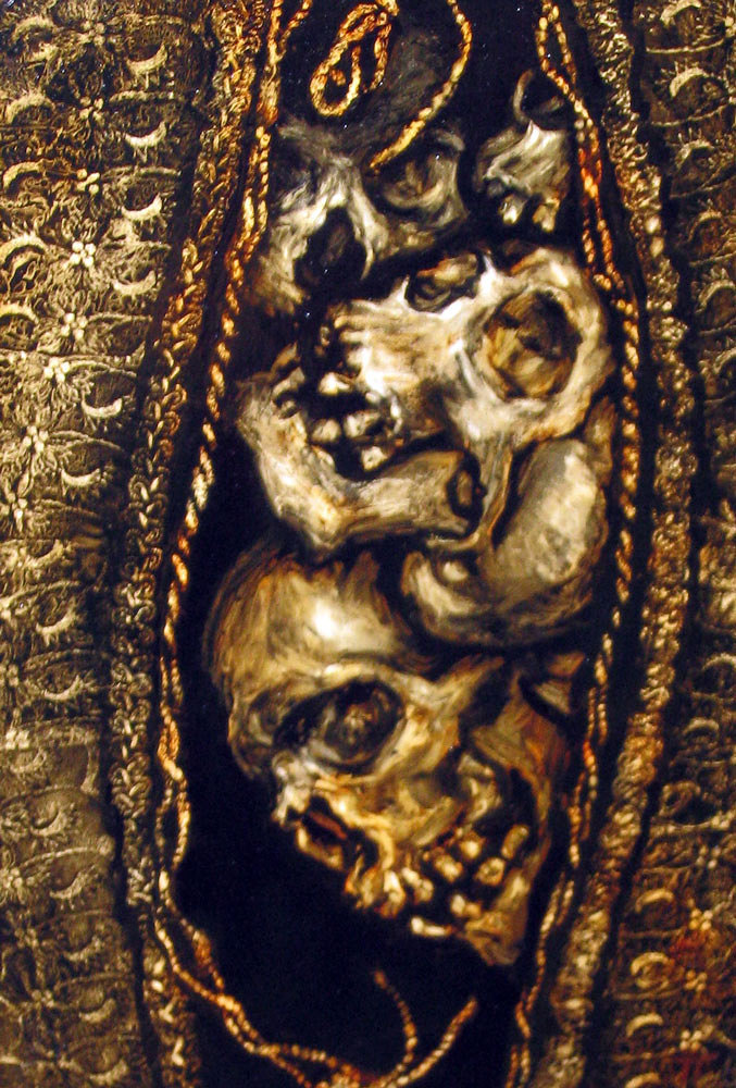 From the collection Vaginal Skulls called Fallen. oil on canvas
