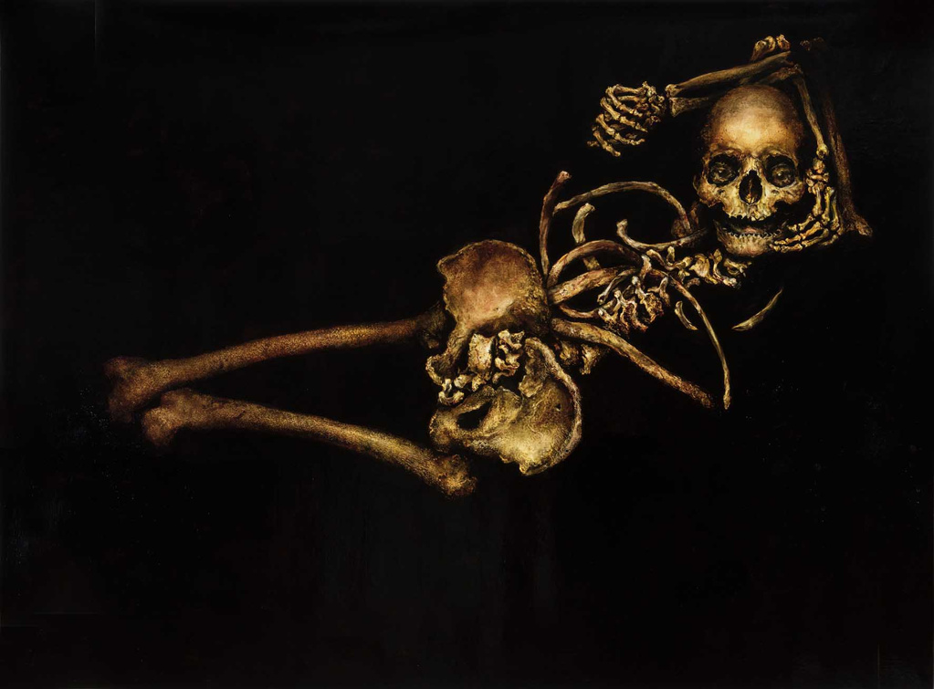 skeleton oil painting on linen